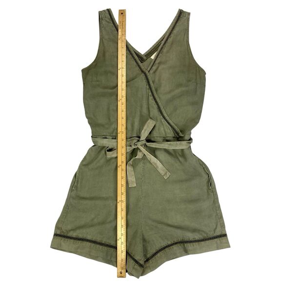 Anthropologie Cloth & Stone Romper Womens S Green Burlingame Wrap Beachy Jumper - Picture 13 of 16